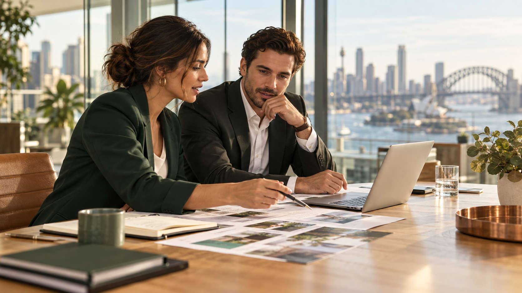 Commercial professionals collaborating on business planning